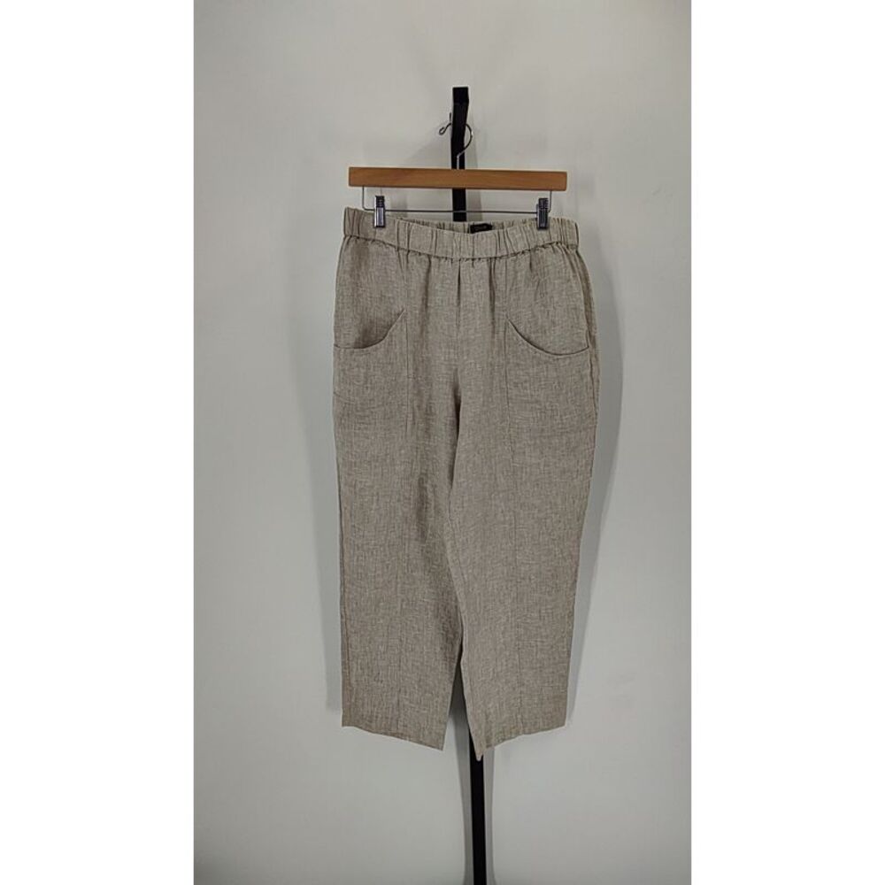 Quince Beige Linen-Blend Pull-On Cropped Pants